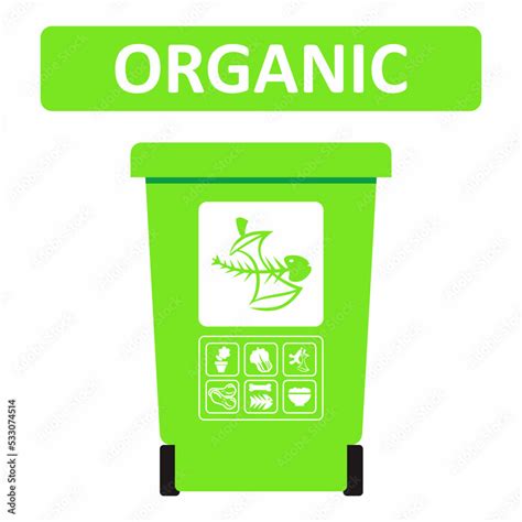 Organic Waste Sign Or Sticker Design For The Garbage Bin Industrial