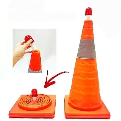 FLEXIIBLE SAFETY CONE 40CM WITH ROAD LIGHT WARNING LAMP SMALL LED