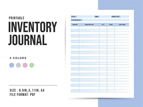 Printable Inventory Log Sheet for Small Business A4 US Letter Size ...