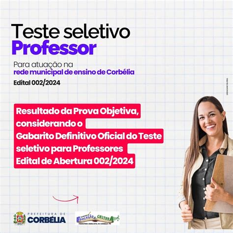 Corbélia Educação Divulga Notas De Prova Objetiva Do Teste Seletivo