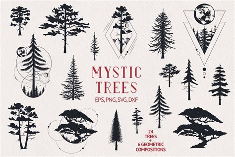 Hand Drawn Mystic Trees Collection Graphic By Kirills Workshop