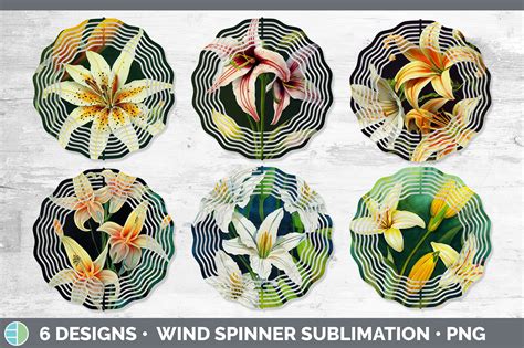 Lilies Wind Spinner Sublimation Designs Bundle By Enliven Designs