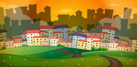 Background scene with many houses in village 412916 Vector Art at Vecteezy