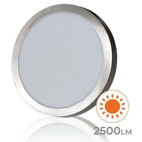 Plafonnier Led Cct Rond Surface W Lm Mm Cadre Argent Lot De U