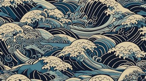 Premium AI Image | Japanese traditional wave motifs background texture ...