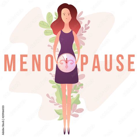 Vetor De Concept Of Menopause In The Form Of Woman With A Clock And Female Genital Organs Do