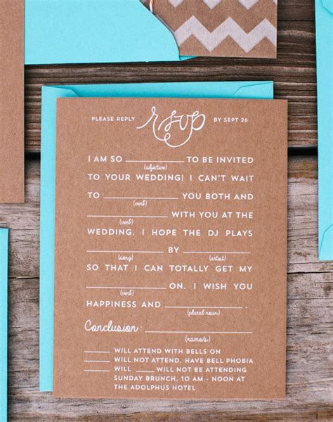 Mailbox Love Brought To You By Wedding Mad Lib Rsvp Cards Artofit