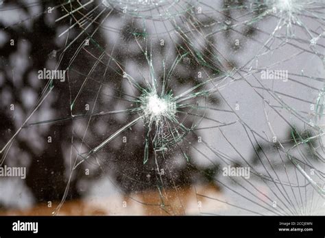 Broken Glass Car Glass Cracked From An Accident Armored Glass After Impact Glass Reinforced