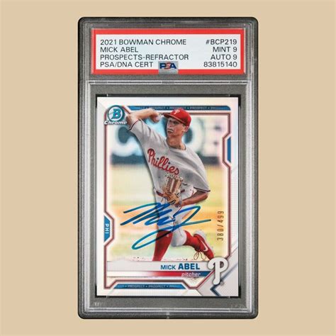 Mick Abel Rookie Auto 2021 Bowman Chrome Prospect Ref SSP 499 PSA 9