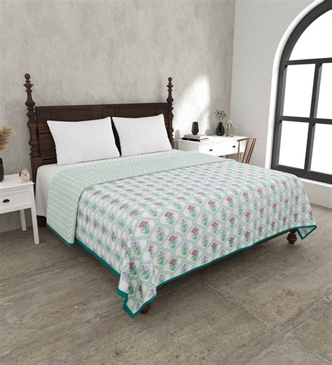 Buy Green Cotton Traditional Gsm King Bed Dohar At Off By