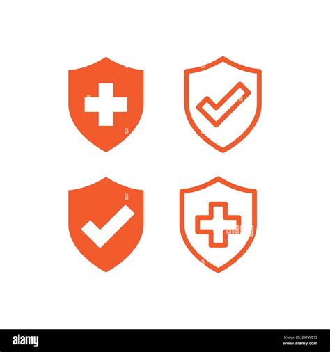 Escudo médico con cruz y marca de verificación Conjunto de iconos de