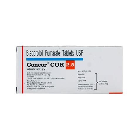 Concor Cor 2 5mg Tablet 10 S Schedule H 10 Tablet S In A Strip