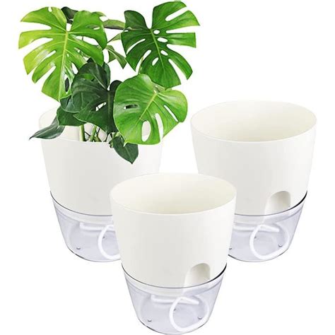 Pots De Fleurs Blanc Cm Largeur Automatique Pots Avec Syst Me D