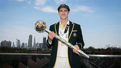 Pat Cummins Poses With The Test Mace After The Wtc Win