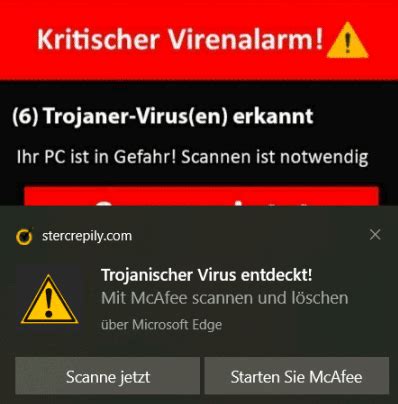 Windows Notification Virenwarnung Mit Edge