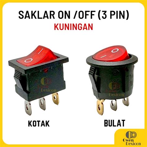 Jual Saklar Switch Bulat Kotak Lampu 3 Pin 3 Kaki Mini Saklar On Off