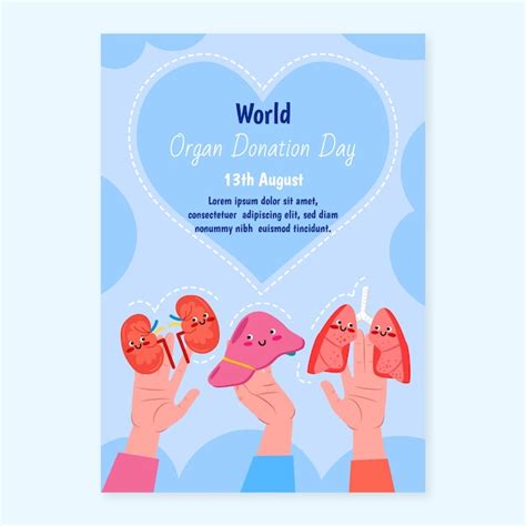 Free Vector Flat Vertical Poster Template For World Organ Donation Day