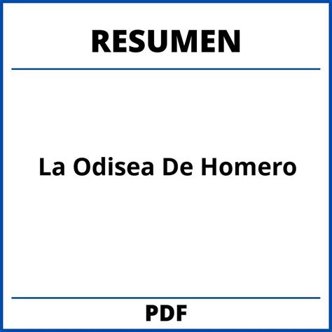 Resumen La Odisea De Homero