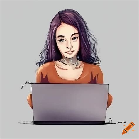 Dibujo A Lápiz De Persona Trabajando En Computadora On Craiyon