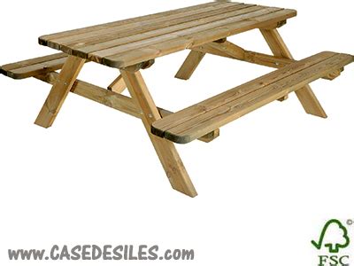 Table Pique Nique Bois Massif Avec Bancs