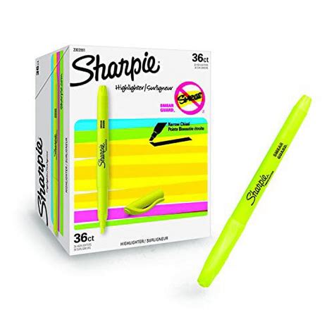 Sharpie Pocket Highlighters Chisel Tip Fluorescent Yellow 36 Count