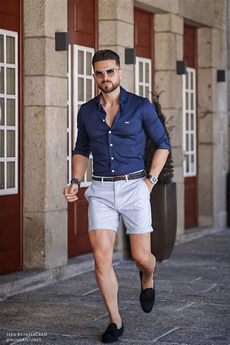 Elegantes Sommeroutfit Mit Shorts Und Hemd Moda Hombre Verano