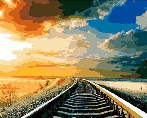 Train Track Painting at PaintingValley.com | Explore collection of ...