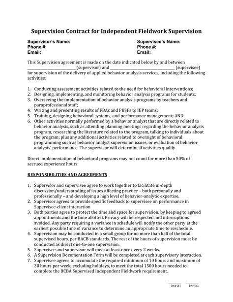 Bacb Supervision Contract Template