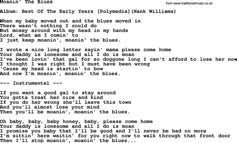 Hank Williams Song Moanin The Blues Lyrics