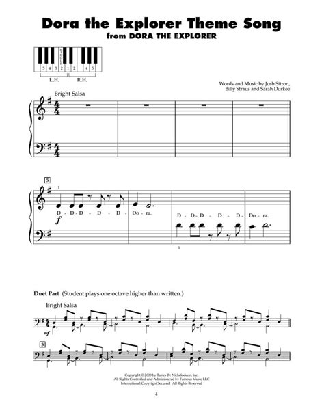 Joshua Sitron Dora The Explorer Theme Song Sheet Music Notes, Chords | Song sheet, Sheet music ...