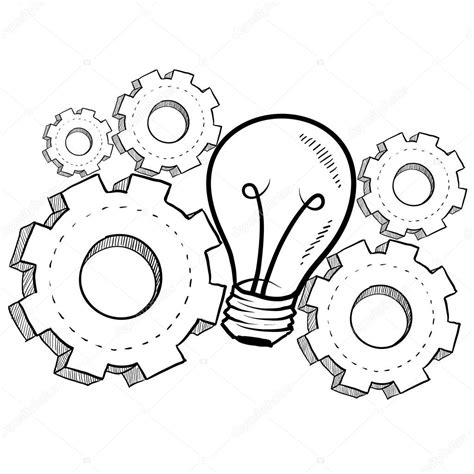 Working The Gears Of Invention Sketch Stock Vector Image By