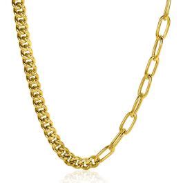 Zinzi Gold Plated Zilveren Multi Schakelketting Met Gourmet En