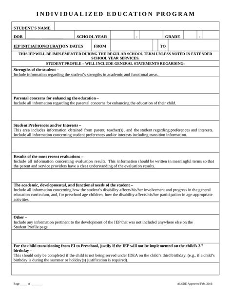 2024 Individual Education Plan Fillable Printable Pdf And Forms Handypdf