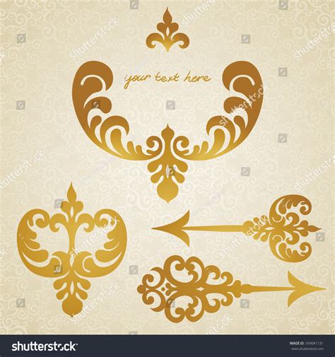 Vector Set Scrolls Vignettes Arrows Victorian Stock Vector Royalty