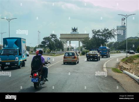 Independence Arch On The Black Star Square In African Capital City