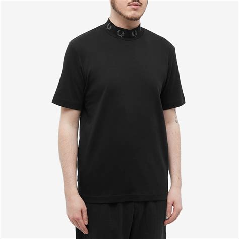 Fred Perry Laurel Wreath High Neck T Shirt Black End Us