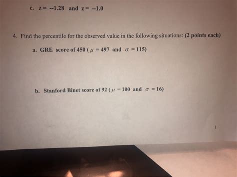 Solved C Z And Z Find The Percentile For The Chegg