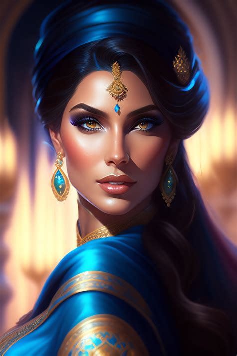 Lexica Ultra Realistic Illustration Princess Jasmine In Blue Garb