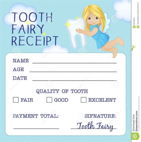 Tooth Fairy Receipt Certificate Design Stock Vector Throughout Free ...