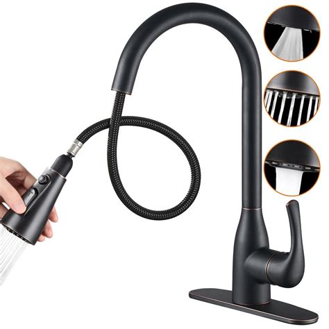 Zalerock Single Handle Pull Down Sprayer Kitchen Faucet With Deckplate