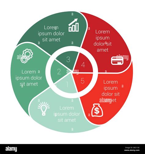 Pie Chart Data Elements For Template Infographics With Five Positions