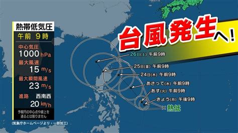 【台風情報】台風20号発生へ 台風のたまご＝熱帯低気圧が発生 気象庁最新進路予想【26日（土）までの雨・ミュレーション】 Tbs News Dig