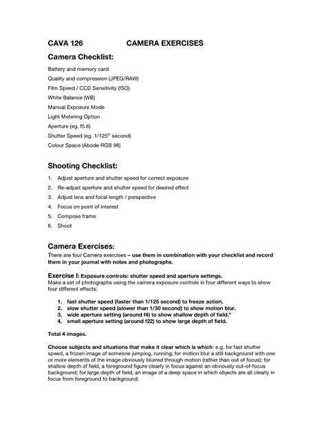 Cava126 18 Camera Exercises Cava 126 Camera Exercises Camera