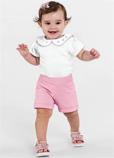 Conjunto Infantil Menina Branco Brandili