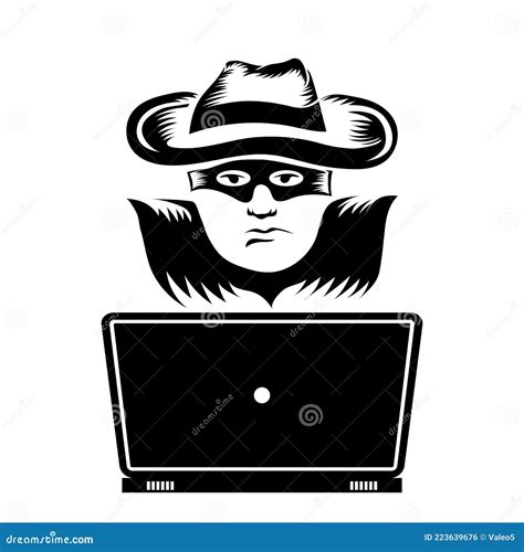 Hacker With Laptop Icon Isolated On White Background Stock Vector