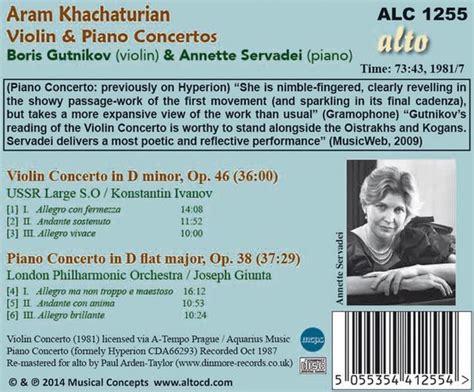 Khachaturian Violin And Piano Concertos Annette Servadei Cd Album