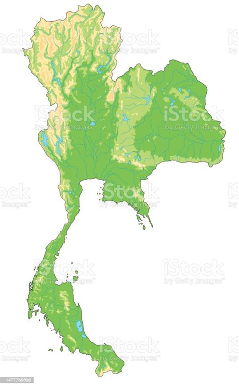 Highly Detailed Thailand Physical Map Stock Illustration - Download ...