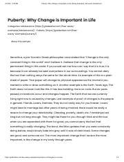 The Importance Of Change In Puberty A Personal Journey Course Hero