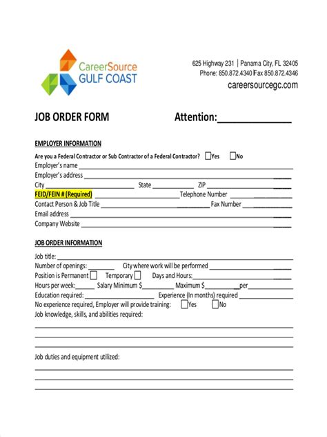 Job Order 8 Examples Format Pdf