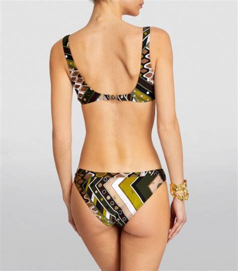 Womens Pucci Green Vivara Print Scoop Bikini Top Harrods Uk